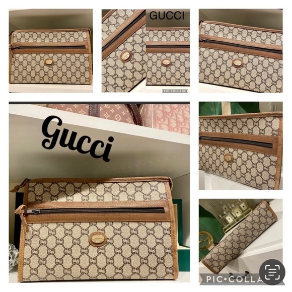 Gucci Handbags - Authentic vintage Gucci plus GG canvas pouch clutch